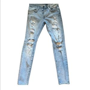 H&M Mens Skinny Coupe Moulante Distressed Light Wash Jeans Size 29